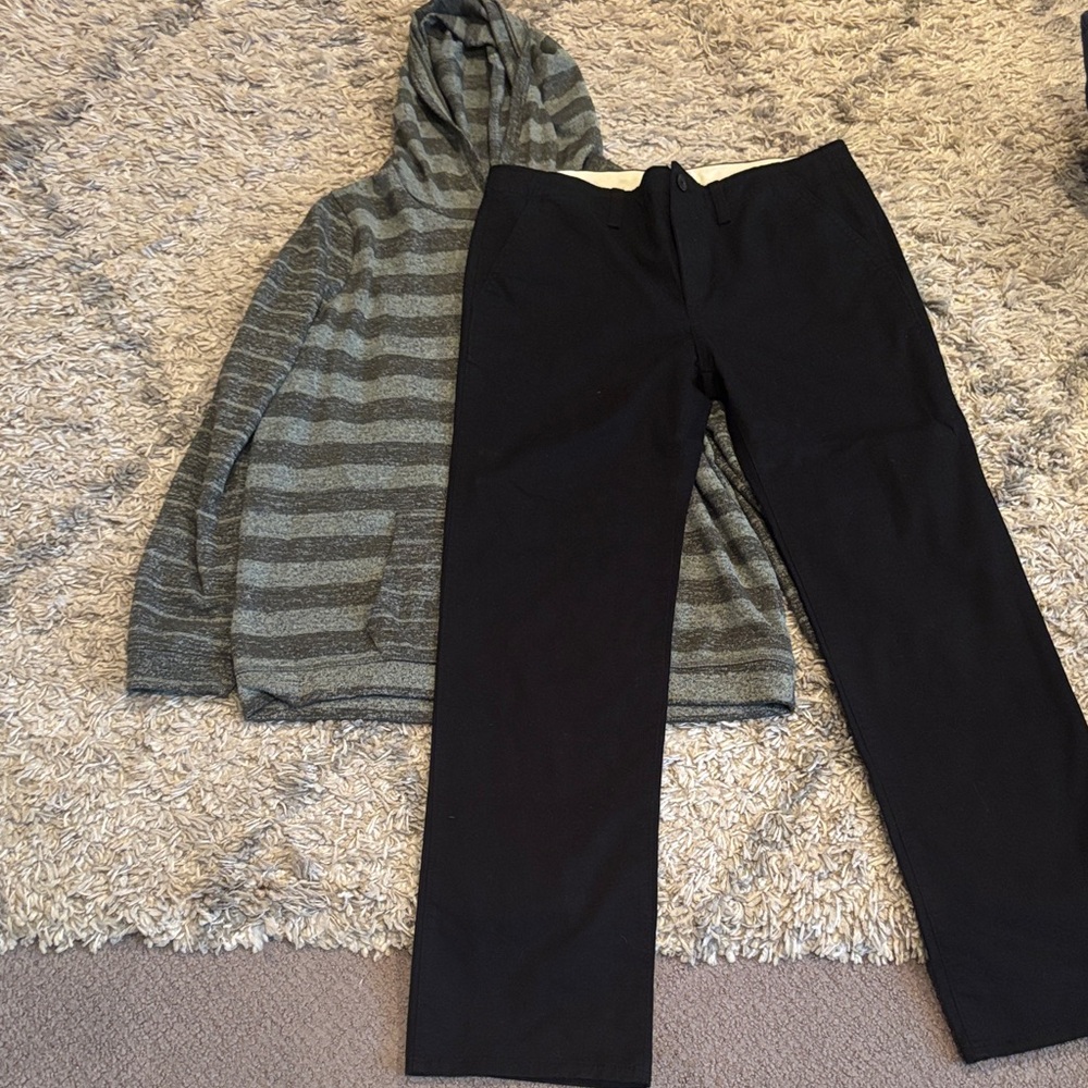 GAP Black Straight Leg Kids Pants and Wonder Nation hoodie 14H